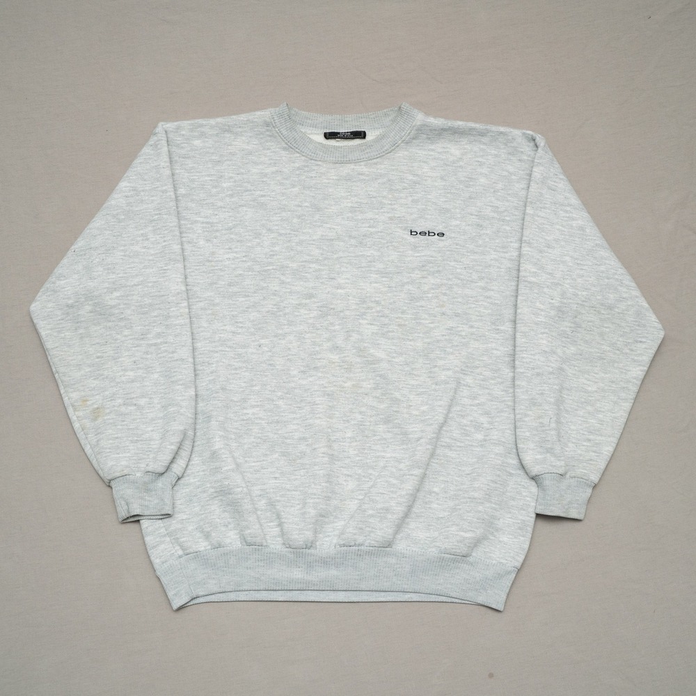 Vintage 90s Bebe Embroidered Heather Gray Sweatshirt Made In USA‎ L